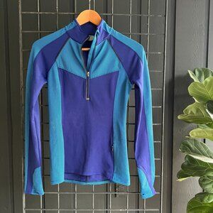 XXS - Athleta - Long Sleeve Blue Quarter-Zip Athletic Shirt
